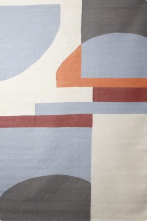 AQUA BLUE AND IVORY MOROCCAN HAND WOVEN DHURRIE df